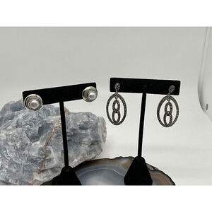 Lot Of 2 Pairs Of Earrings Sarda / Judith Jack Sterling Silver 925 & Marcasite